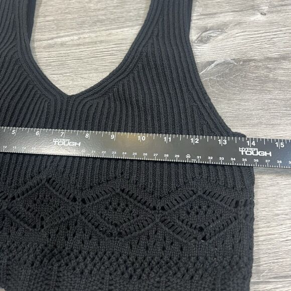 House of Harlow 1960 black Crop Top only Crochet ribbed v-neck Knit NWT XS - Picture 5 of 6